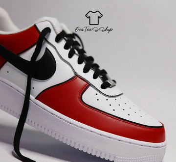 Custom Red Black Line AF1 Sneakers, Hand Painted Personalized Shoes