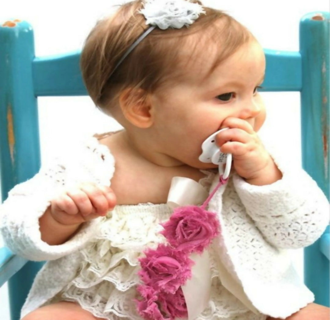 Baby Girl Rosette Pacifier Clip- on Lucasgift