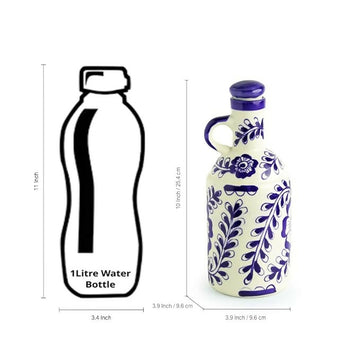 Indian Handcrafted Blue & White Mughal Ceramic Oil Dispenser- on Lucasgift