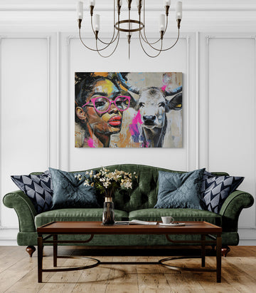 Canvas Wrap The woman and the cow- on Lucasgift