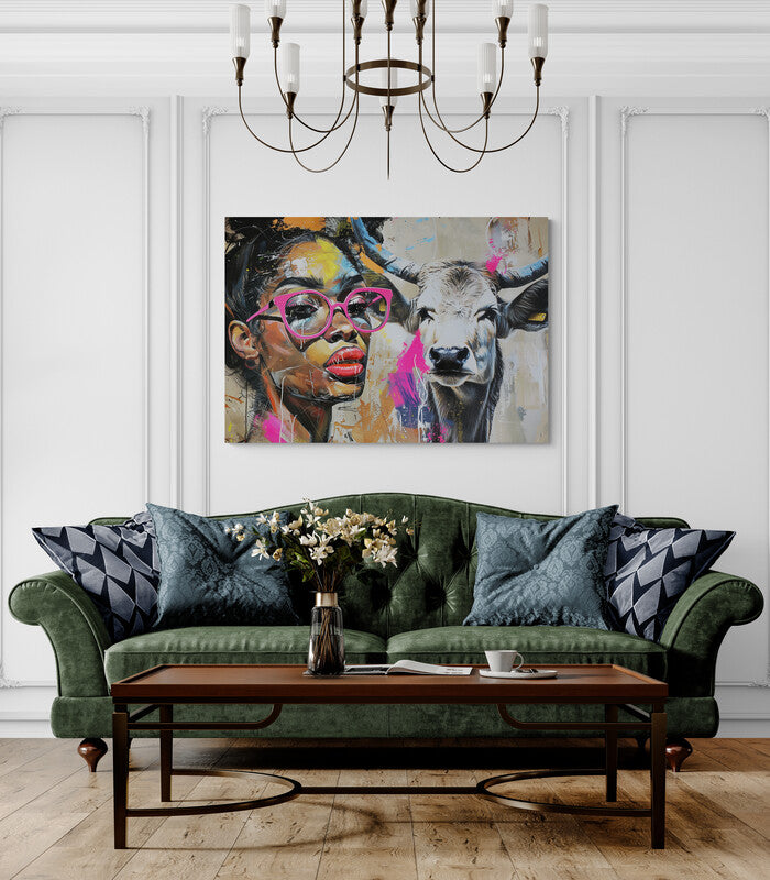 Giclee Art Print The woman and the cow- on Lucasgift
