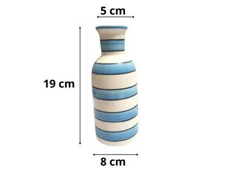 Indian Handcrafted Blue & White Striped Ceramic Vase- on Lucasgift