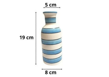 Indian Handcrafted Blue & White Striped Ceramic Vase- on Lucasgift