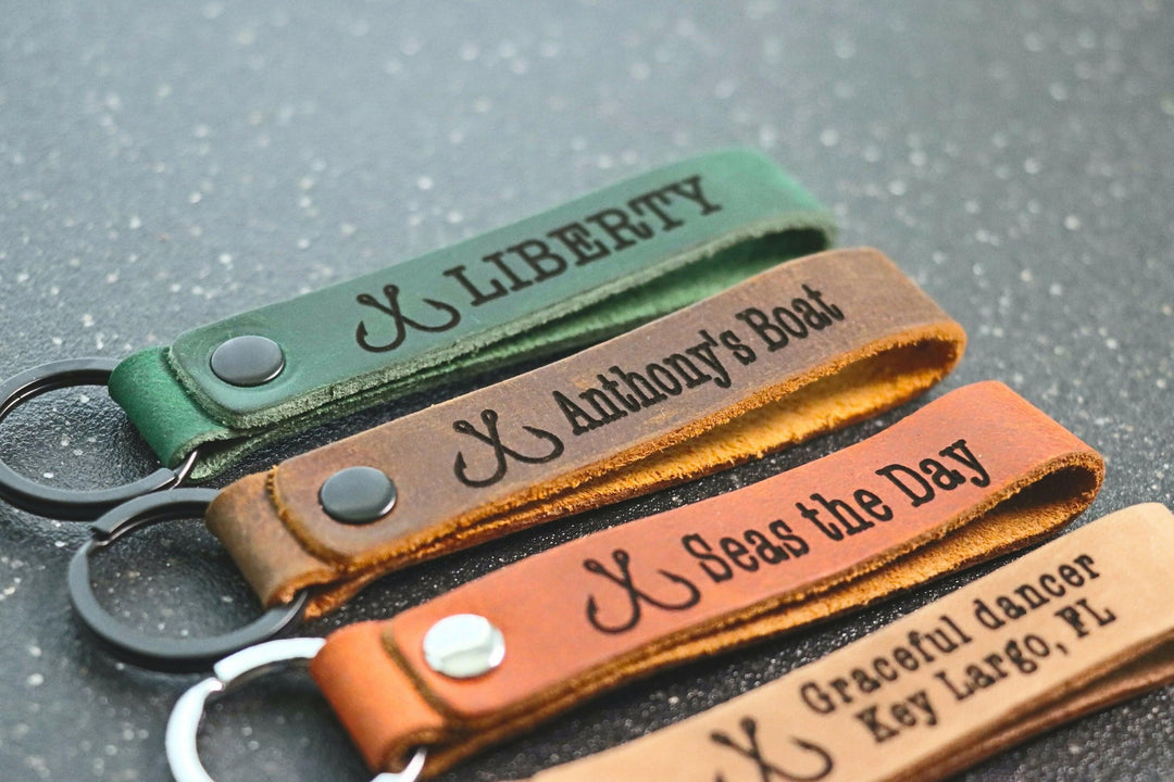 SLIM FISHING Personalized Keychain, Pontoon Keyring, BOAT owner Key tag, Name Tag, Cute Leather Keychain, Fishing COMPANY Keychain- on Lucasgift