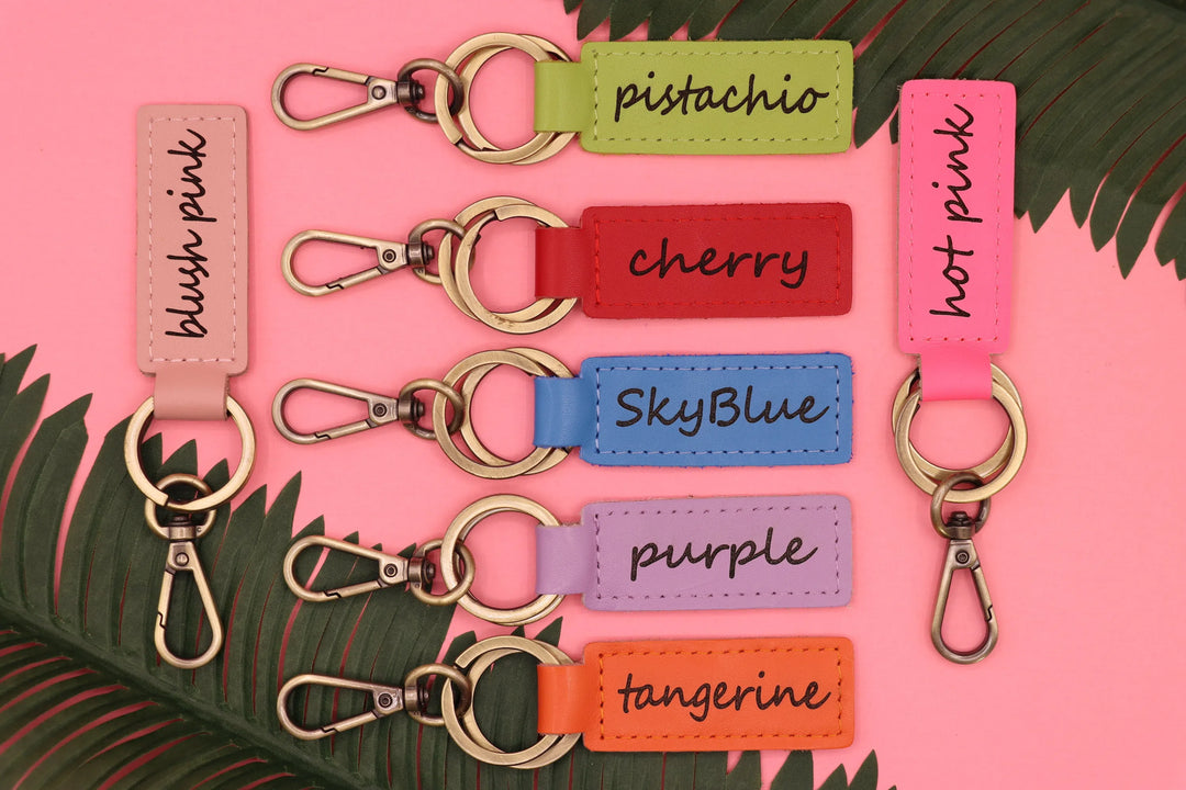 Colorful Personalized Leather Keychain , Real Leather, Same Day Shipping, Free Shipping US-Lucasgift