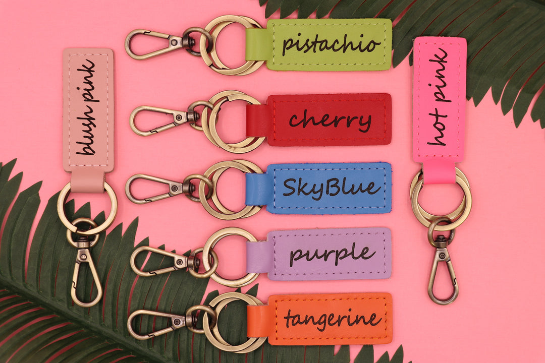 Colorful Leather University Keychain