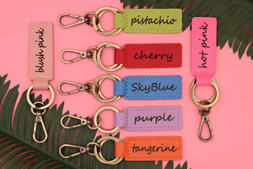 Set of 3 Colorful Personalized Leather Keychain