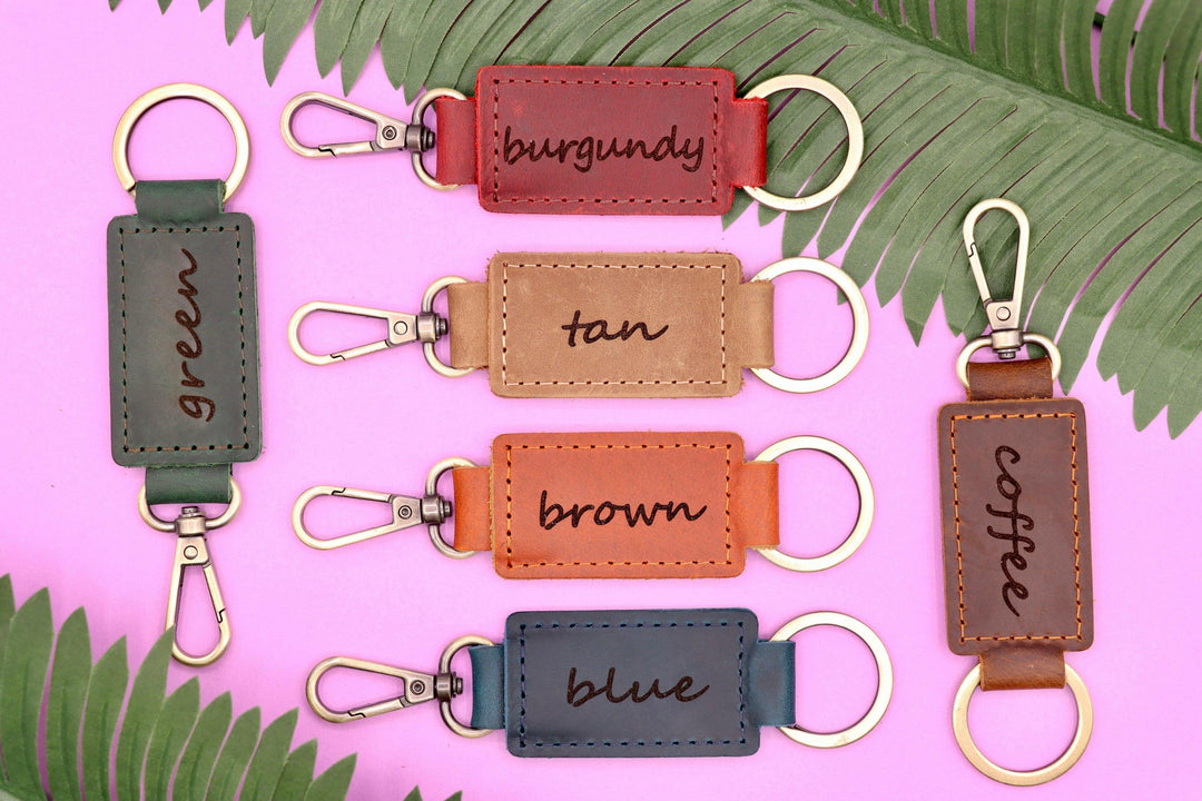 Set of 3 Personalized Leather Keychain with Heavy Duty Ring & Clasp-Lucasgift