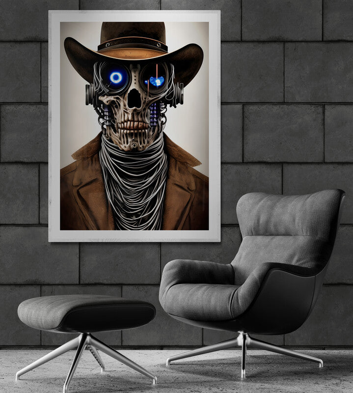 Premium Framed Print Robot Cowboy- on Lucasgift