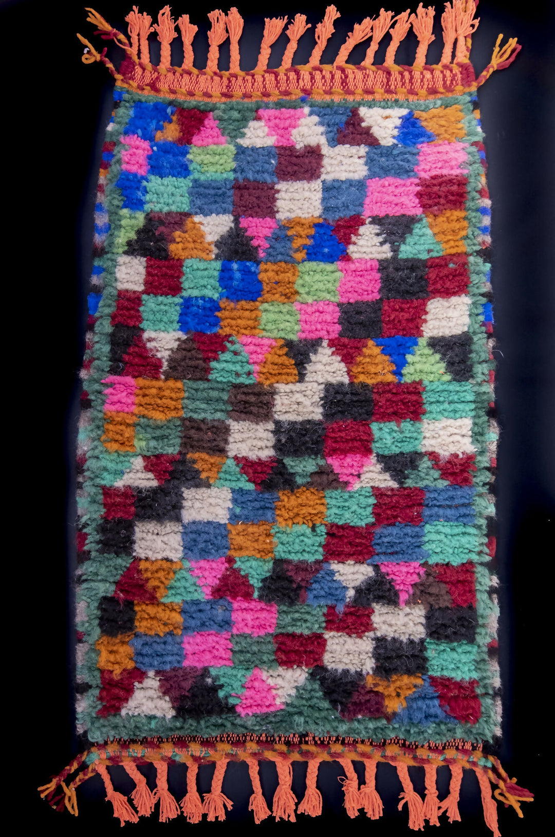 Handwoven Wool Small Moroccan Rug - Berber Rug 2x3 ft - Striped Multicolor Boho Accent Rug- on Lucasgift