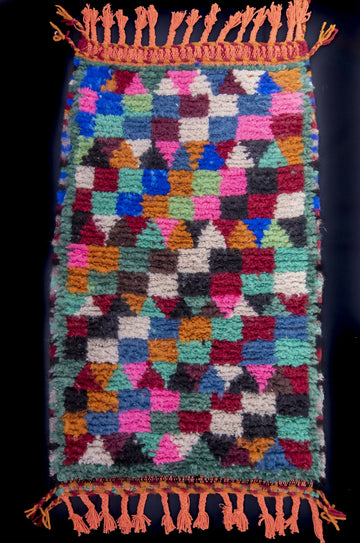 Handwoven Wool Small Moroccan Rug - Berber Rug 2x3 ft - Striped Multicolor Boho Accent Rug- on Lucasgift