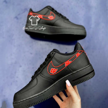 Custom Anime Black AF1 Sneakers, Hand Painted Shoes