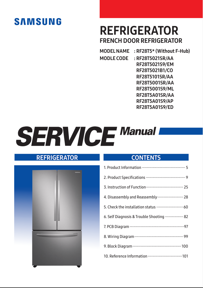 SAMSUNG RF28T5001SRAA RF28T5101SRAA SERVICE REPAIR MANUAL- on Lucasgift