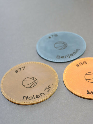 Pack of 8 LEATHER BASKETBALL COASTERS