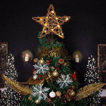 Rustic Brown Rattan Christmas Tree Topper Star- on Lucasgift
