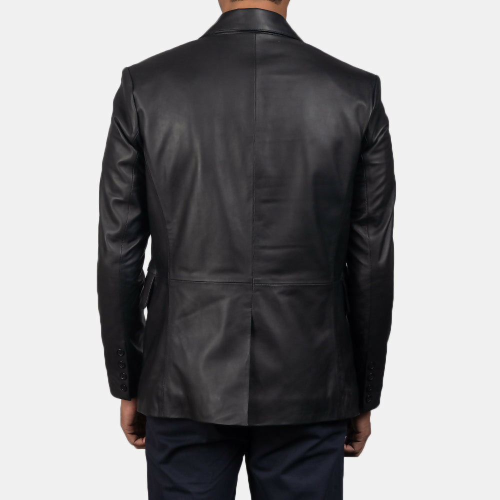 Men’s Black Sheepskin Leather Blazer | Premium Genuine Leather Jacket for Winter & Formal Wear