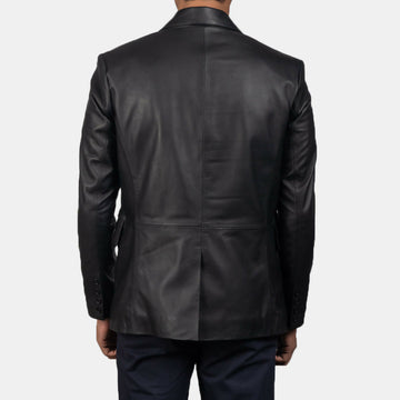 Men’s Black Sheepskin Leather Blazer | Premium Genuine Leather Jacket for Winter & Formal Wear