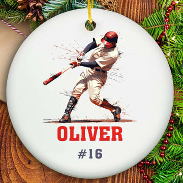 Baseball Ornament - Ceramic- on Lucasgift