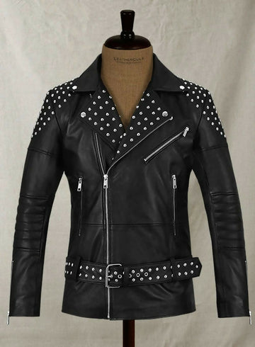 Men's Studded Leather Biker Jacket – Premium Genuine Motorcycle Leather Jacket
