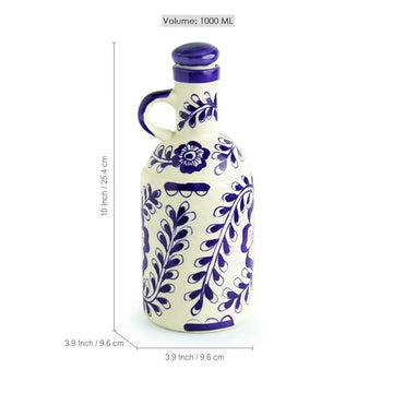 Indian Handcrafted Blue & White Mughal Ceramic Oil Dispenser- on Lucasgift