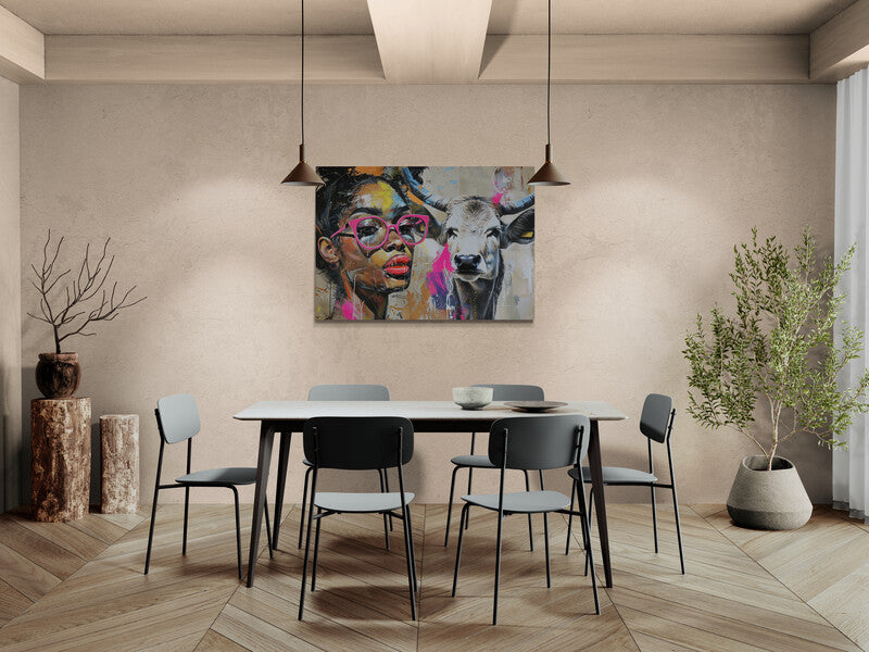 Canvas Wrap The woman and the cow- on Lucasgift