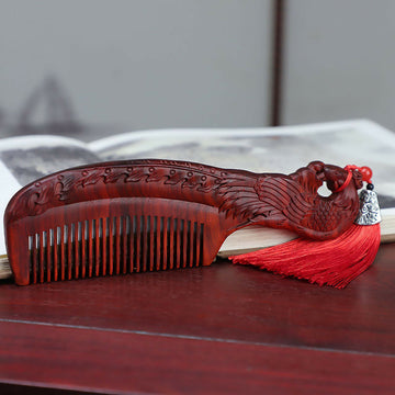 Rhino horn and rosewood carved wooden comb, vintage-style massage and hair comb, wedding gift- on Lucasgift