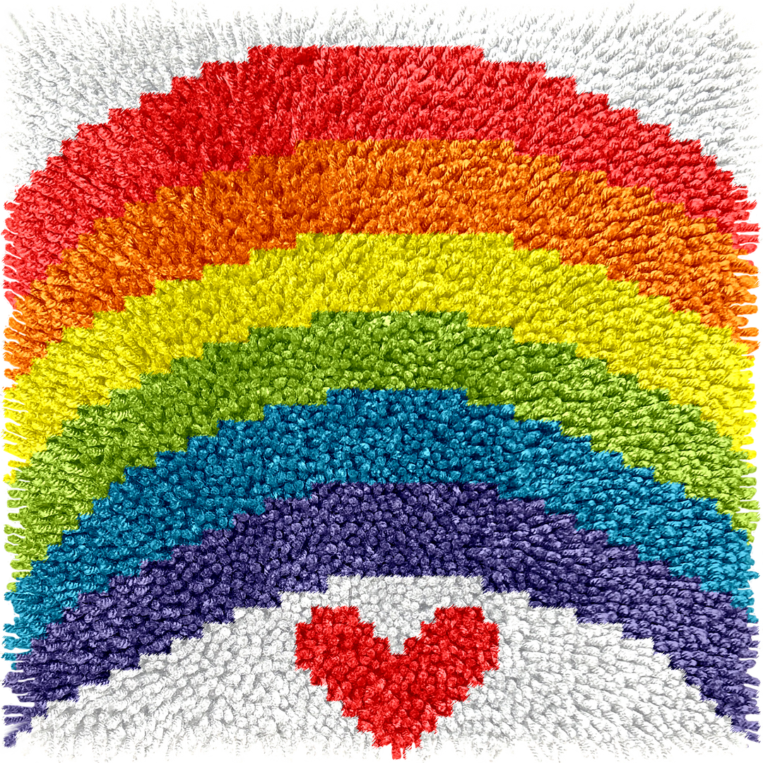 Children's Rug Making Latch Hooking Downloadable Pattern | Rainbow Heart-Download Digital Pattern Only- on Lucasgift