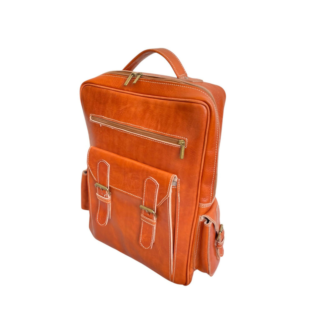 Traditional Berber Style Real Leather Rucksack - Handmade Morocco Travel Bag- on Lucasgift
