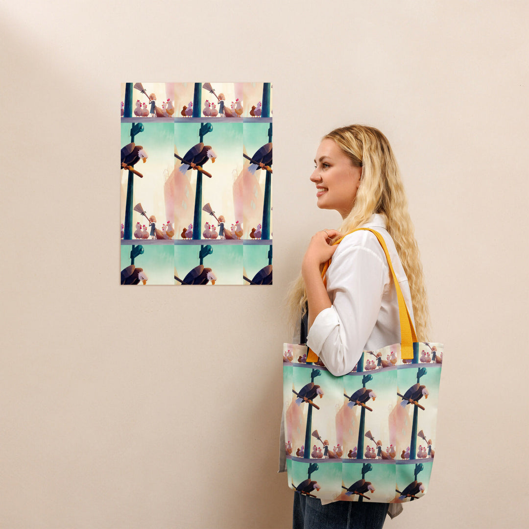 City Morning with an Eagle – Stylish Tote Bag- on Lucasgift