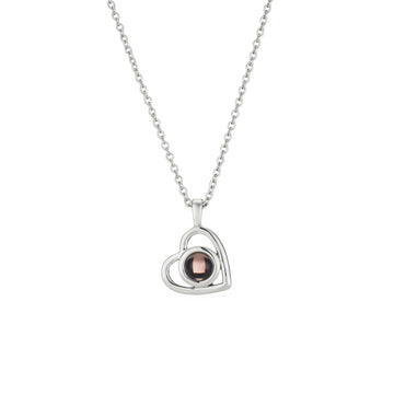 Personalized Stainless Steel Heart Shape Photo Projection Necklace Custom Picture Necklace Fashion Trend Couple Jewelry-Silver- on Lucasgift