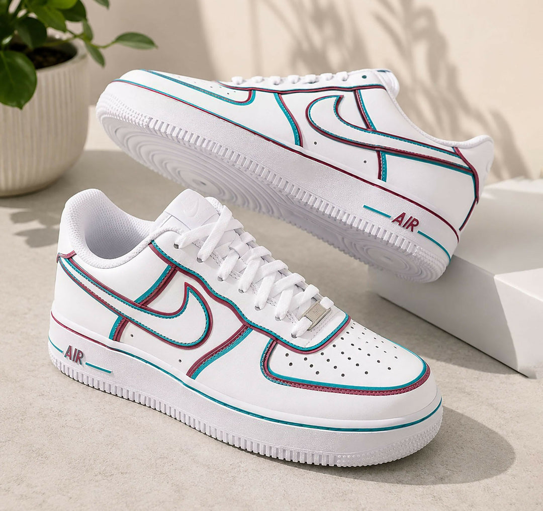 Custom Blue Red Line AF1 Sneakers, Hand Painted Personalized Shoes