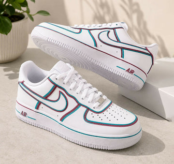 Custom Blue Red Line AF1 Sneakers, Hand Painted Personalized Shoes