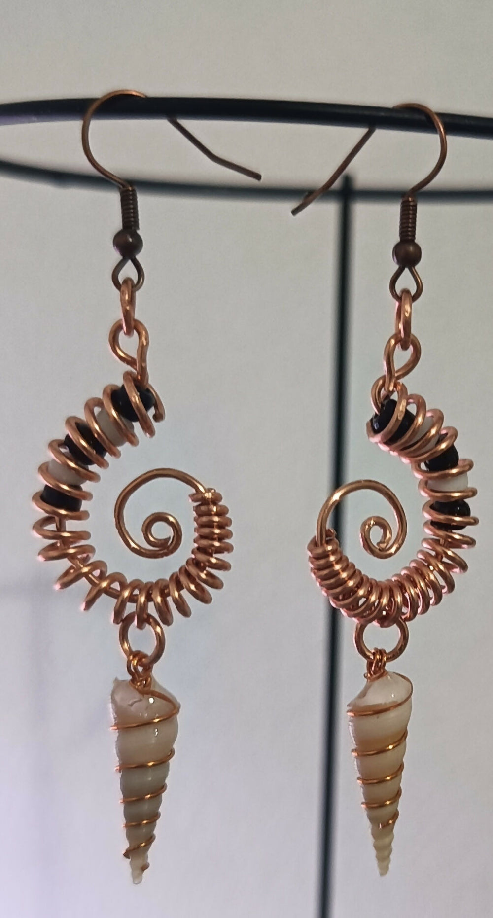 Spiral Sea Earrings – Copper & Shell Handmade Jewelry- on Lucasgift