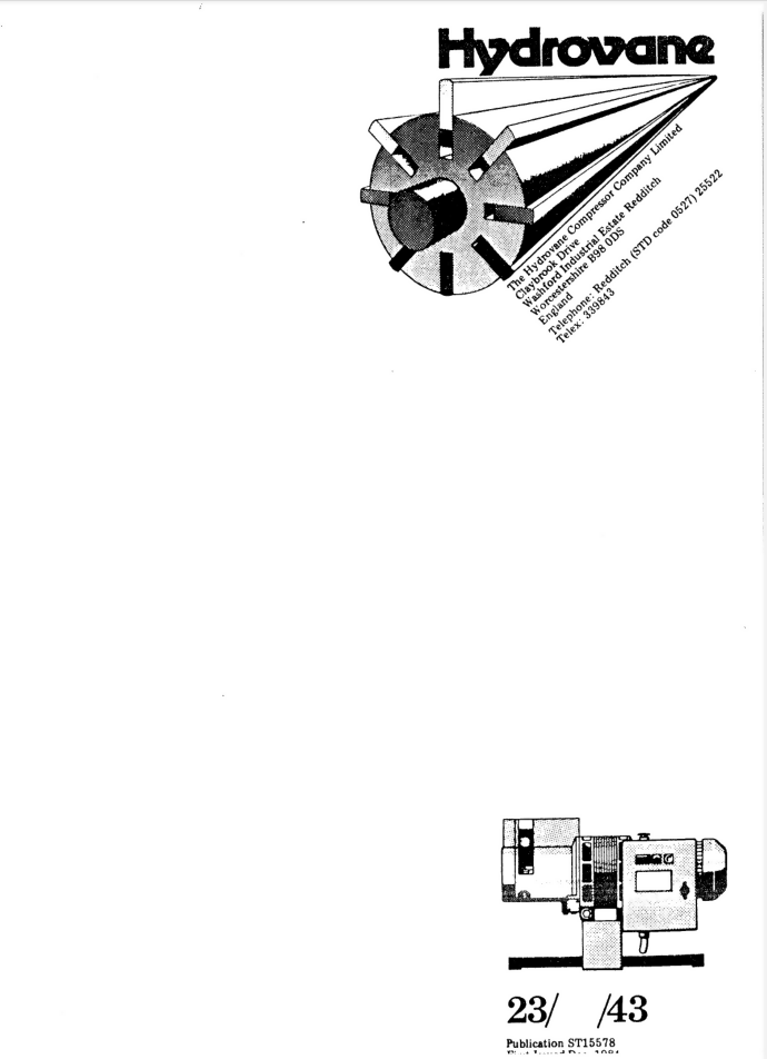 HYDROVANE 23 33 43 OPERATING COMPRESSOR MANUAL- on Lucasgift