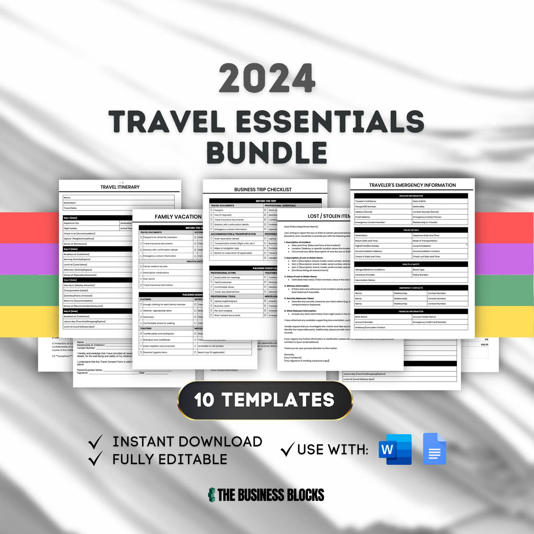 Travel Essentials Templates Bundle Travel Planning Templates Vacation Checklist Templates Travel Essentials Checklist Holiday Planning- on Lucasgift