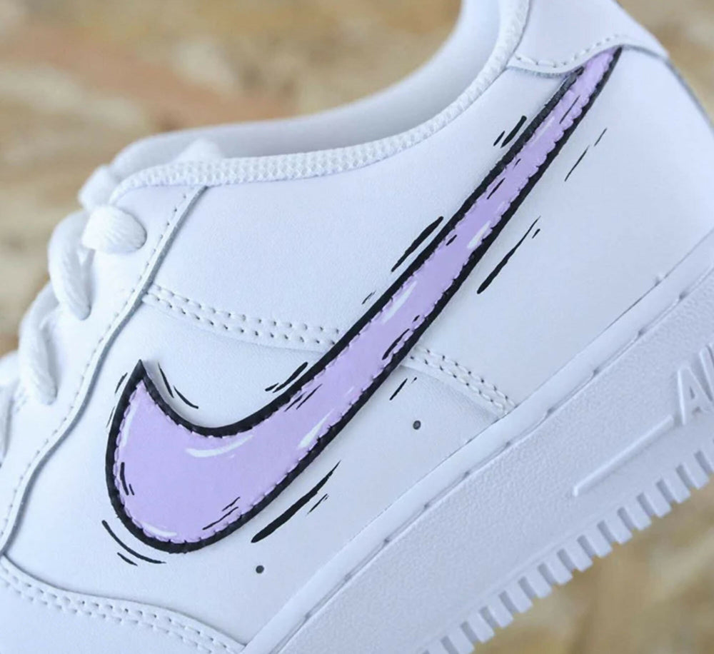 Custom Purple Cartoon AF1 Sneakers, Hand Painted Personalized Shoes- on Lucasgift