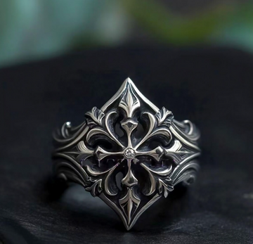 Paladin Armor Ring, Handmade Sterling Silver Gothic Fleur-de-lis, Fantasy Cathedral Statement Piece, Magic Mystic Jewelry, Grace Knight Gift- on Lucasgift