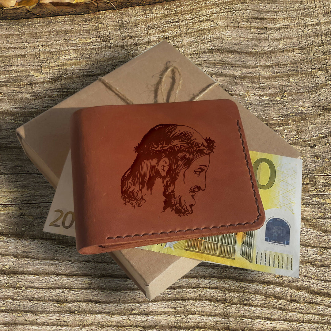 Christian Gifts Personalized Wallet Adult Baptism Gift Engraved Leather Wallet for Men, Custom Slim Bifold Front Pocket Wallet,- on Lucasgift