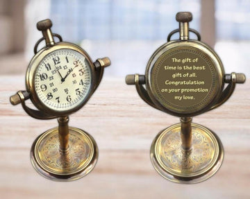 Custom 8th Anniversary Engraved gift Table Clock - Traditional bronze anniversary gift desk Watch, Gift for Couple, Gift for Dad , gift him- on Lucasgift