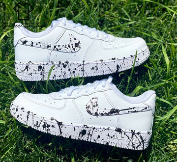 Custom Splatter Black AF1 Sneakers, Hand Painted Personalized Shoes