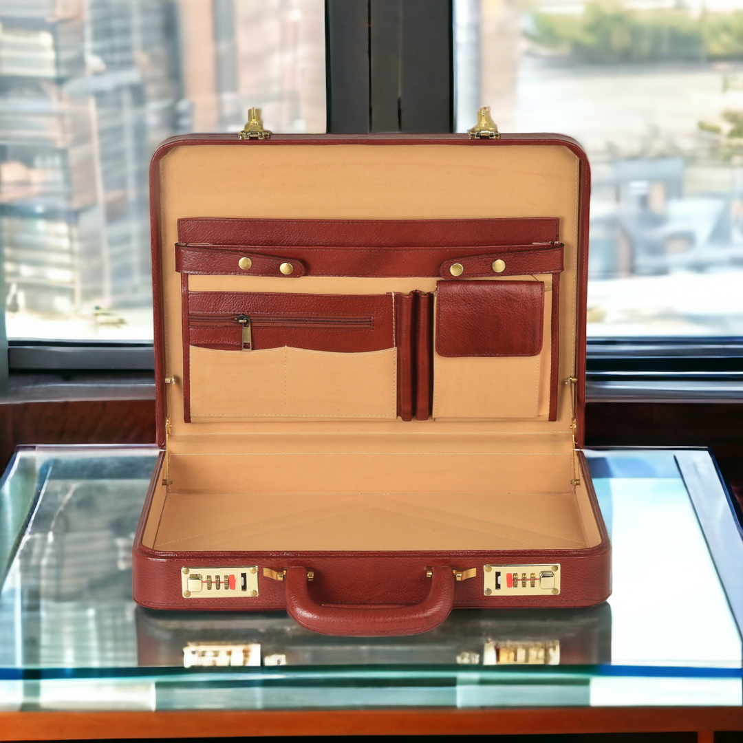 Genuine Leather Attache Briefcase Business Handbag for Men 14 Inches Laptop MacBook Carry Case Doctors Briefcase Office Handbag- on Lucasgift