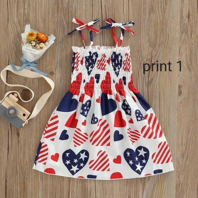 Girl Patriotic July 4th Dress-Print 1-18-24M on Lucasgift