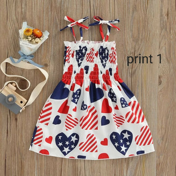 Girl Patriotic July 4th Dress-Print 1-18-24M on Lucasgift