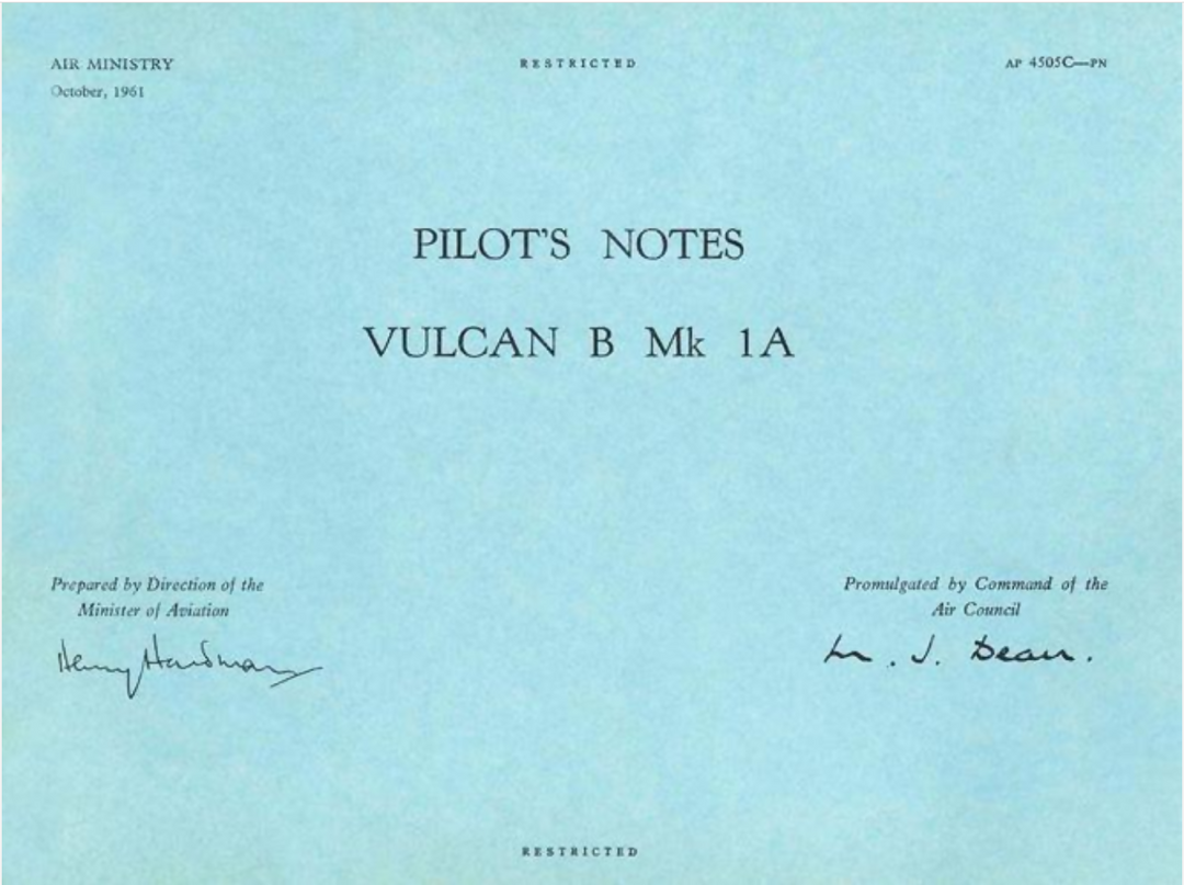 Avro Vulcan B.1A PILOT'S NOTES Cold R.A.F. Nuclear V-Bomber- on Lucasgift