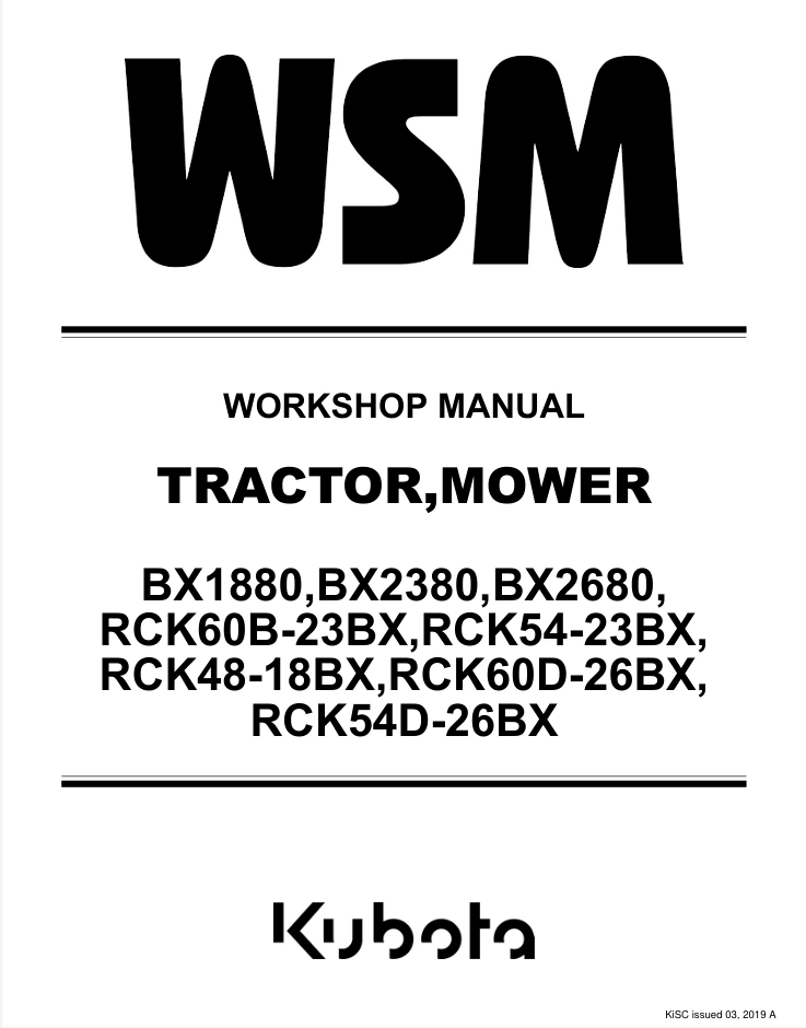 Kubota BX1880 BX2380 BX2680 Tractor Mower Service Repair Manual- on Lucasgift