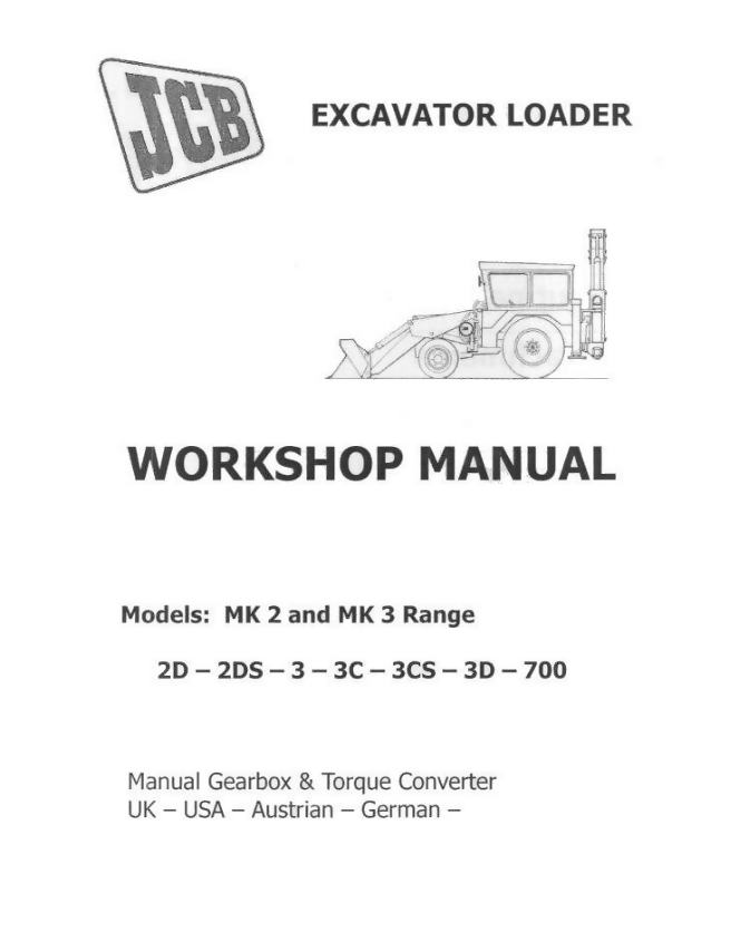 JCB 2D 2DS 3 3C 3CS 3D 700 BACKHOE LOADER SERVICE REPAIR SHOP MANUAL- on Lucasgift