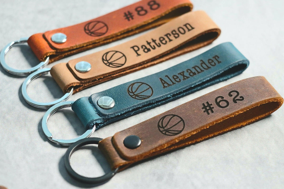 SLIM Personalized Basketball Keychain. Basketball Name Tag Keychain. Backpack Name Tag. Basketball Team Gift. Basketball Coach Gift.- on Lucasgift