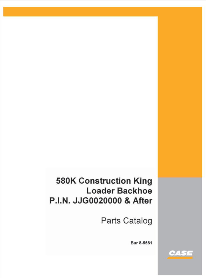 CASE 580K LOADER BACKHOE PARTS CATALOG MANUAL- on Lucasgift