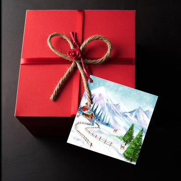 First Snow Holiday Cards – Illustrated Village Christmas Card Set or Single- on Lucasgift