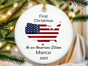 Personalized American Flag Christmas Ornament-Acrylic